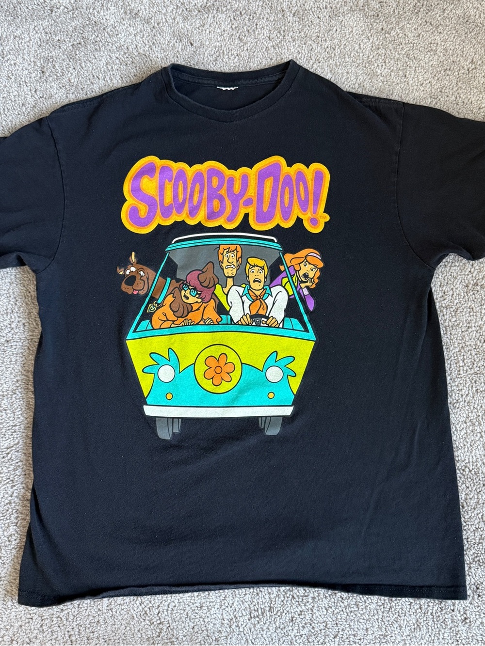 Scooby Doo Mystery Machine Graphic T Shirt Black Cartoon Tee 21” x 27”